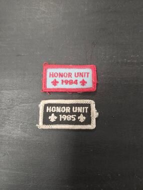 Vintage BSA Honor Unit Patches 1984 & 1985 Boy Scouts of America Award Set Retro